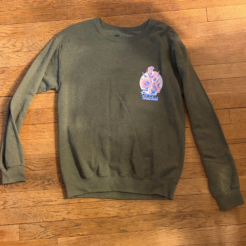 Bowery Supply Co Green/Gray Graphic Crewneck Sweatshirt